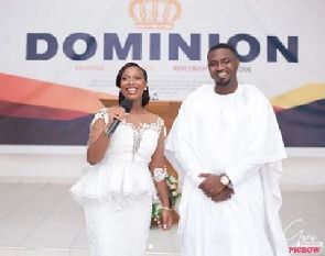 John Dumelo and Mawunya at thanksgiving service after their marriage