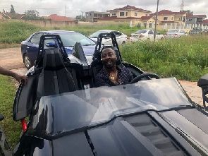 Rapper Ova Wise shows off his GhC190,000 Polaris slingshot 3 wheel motorcycle